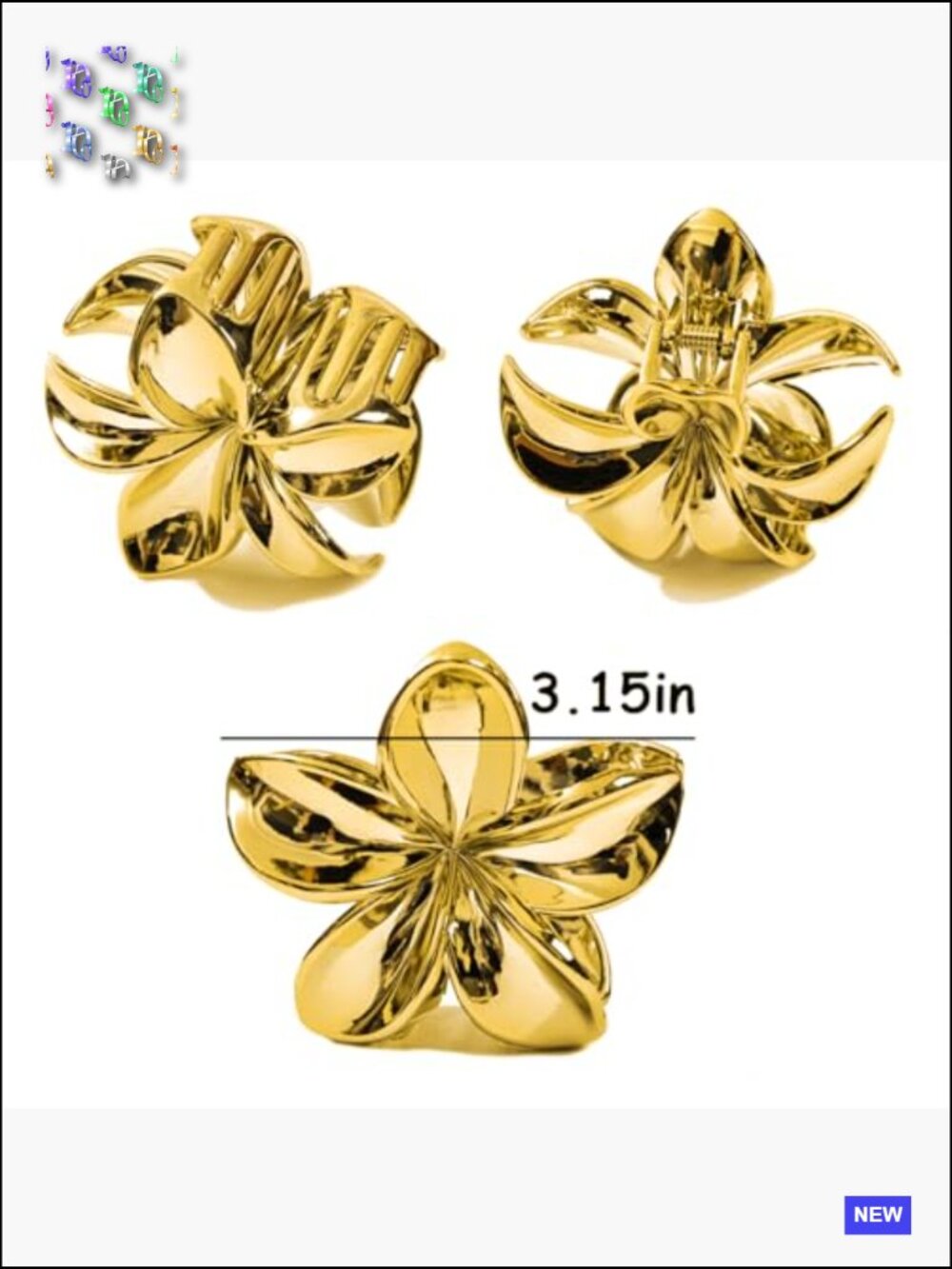 8 PC Flower Claw Hair Clips for Thick Hair Medium Size Spring Clips Set - Picture 3 of 6